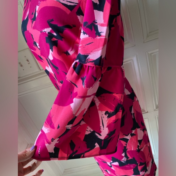 BANANA REPUBLIC LARGE 3/4 BELL SLEEVE SHIFT DRESS ABSTRACT WEARABLE ART - Picture 6 of 9